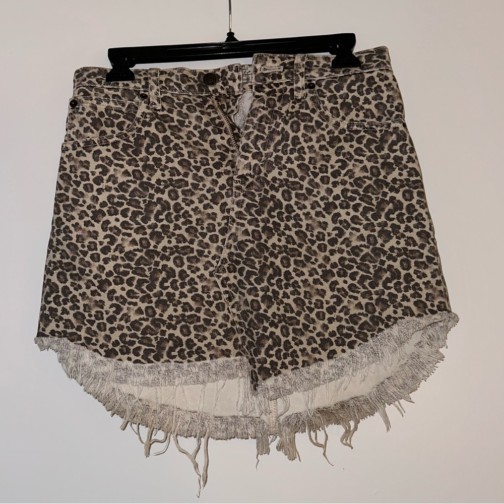 We The Free Cheetah Denim Skirt